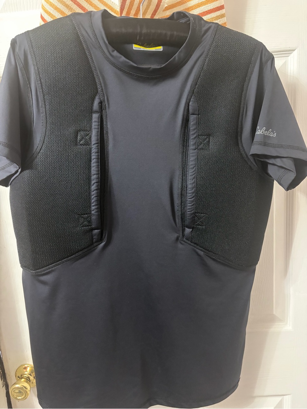 Cabela's Men's Black Short-Sleeve Performance Shirt with Padded Panels
